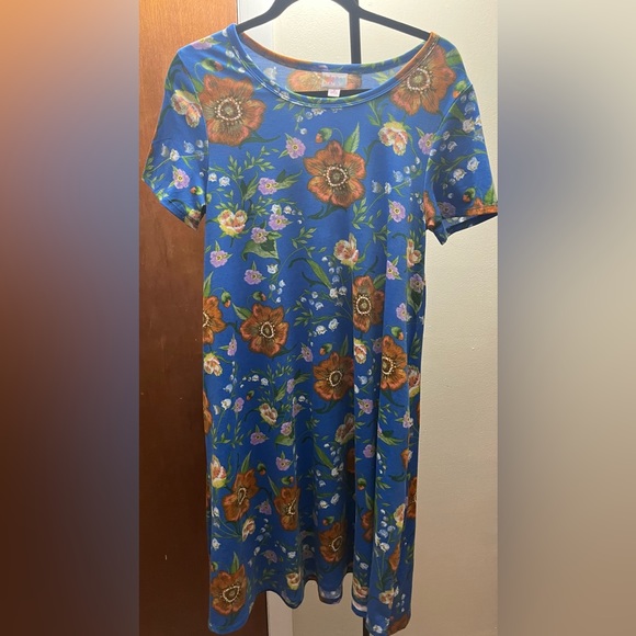 LuLaRoe Blue Jesse Dress Orange/Purple Florals - Picture 3 of 5